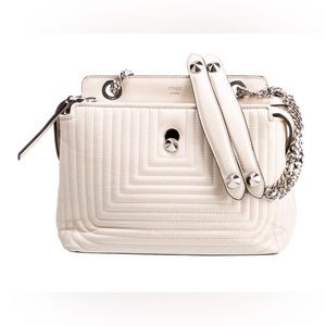 Fendi Dot Com Ivory Off White silver chain handbag